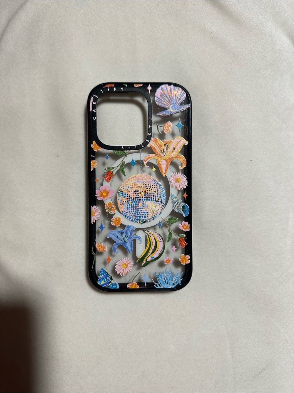 Casetify iPhone 14 Pro Multicolor Floral & Disco Ball Art